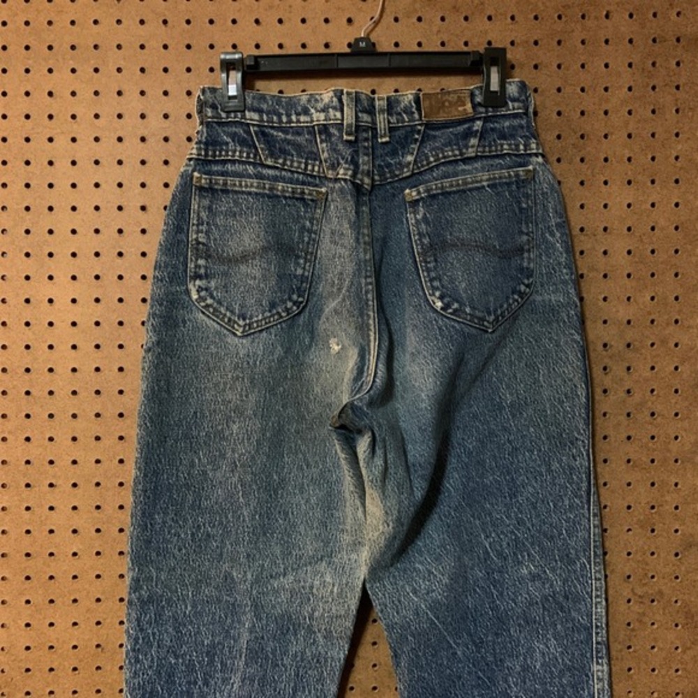 VTG Lee Jeans 11 Medium Acid Wash High Rise Straight Leg Denim 80s Distressed - Picture 3 of 8